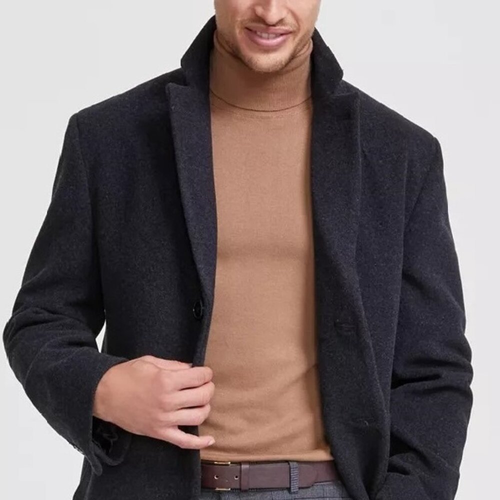 Calvin Klein Men's Prosper Wool-Blend Slim Fit Overcoat - Black